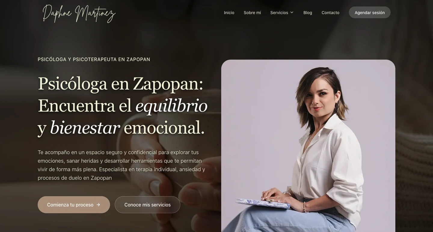 Página web desarrollada para Psicóloga Daphne.