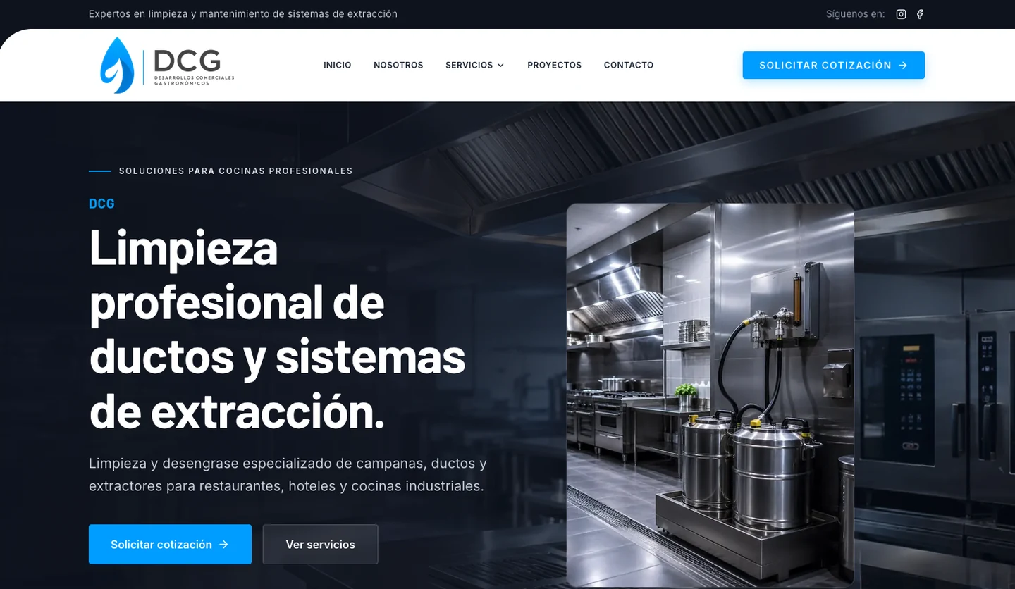 Página web desarrollada para DCG Ductos.